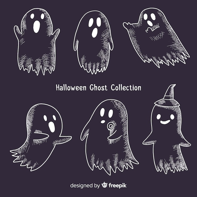 Free vector halloween ghosts collection in different poses