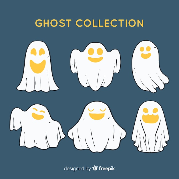 Vettore gratuito collezione di fantasmi di halloween