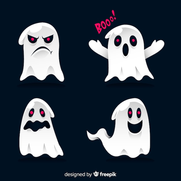 Free vector halloween ghosts set