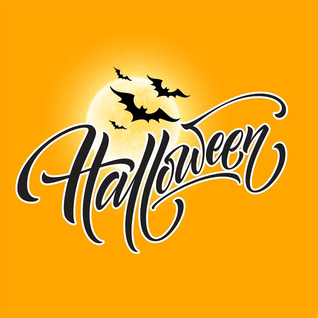 月とコウモリとハロウィーンの輝く夜の背景