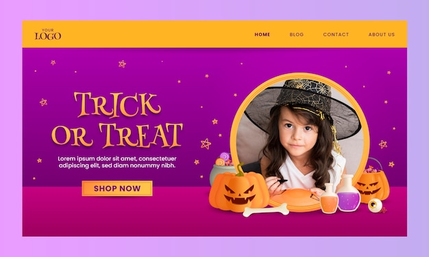 Free vector halloween gradient landing page template