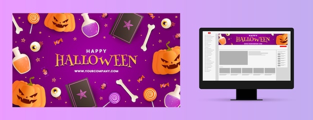 Free vector halloween gradient youtube channel art