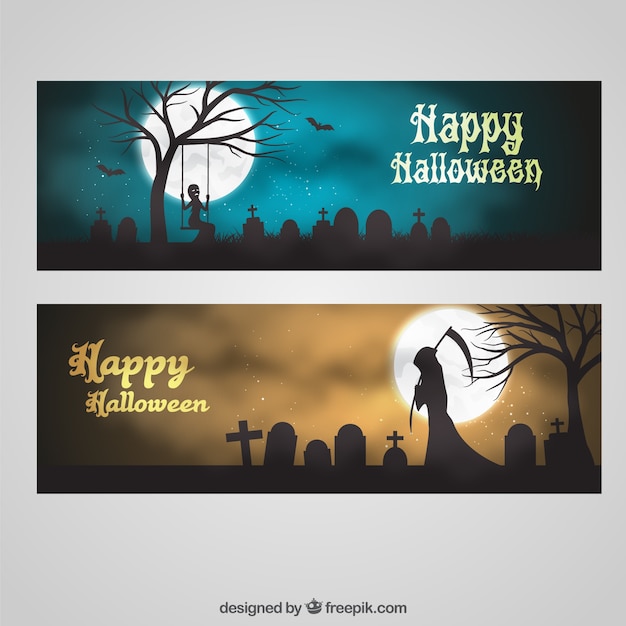 Vettore gratuito striscioni di auguri di halloween