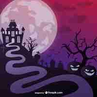 Free vector halloween haunted castle illustration