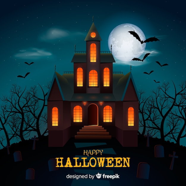 Хэллоуин дом с привидениями с градиентными огнями