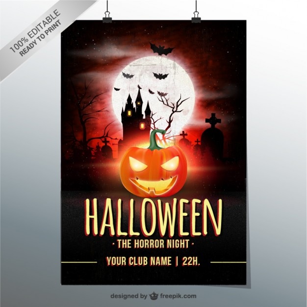 Free vector halloween horror night poster