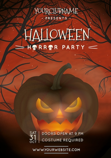 Vettore gratuito party poster orrore di halloween