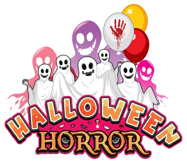 Halloween Horror word with ghost logo