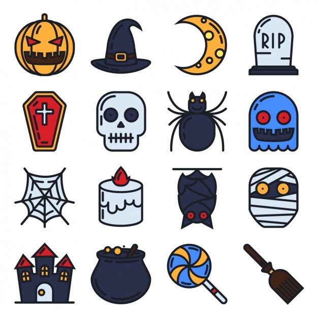 Free vector halloween icons collection