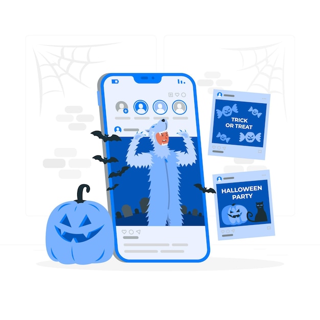 Illustrazione del concetto di alimentazione instagram di halloween