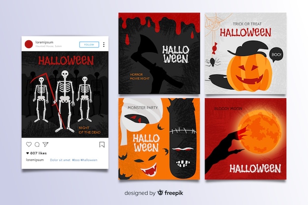 Collezione di post di instagram di halloween