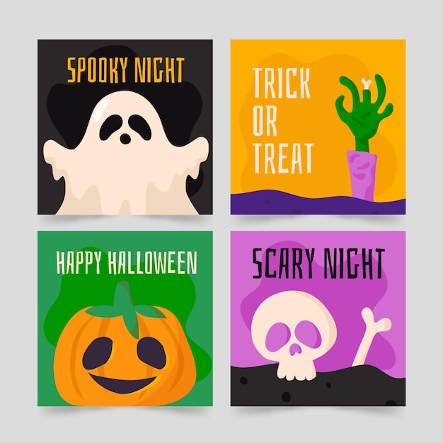 Free vector halloween instagram post collection