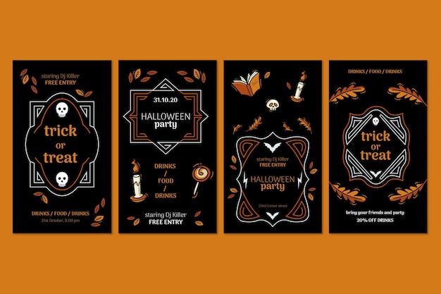 Free vector halloween instagram posts