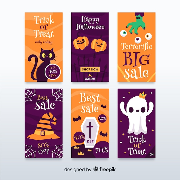 Free vector halloween instagram stories collection