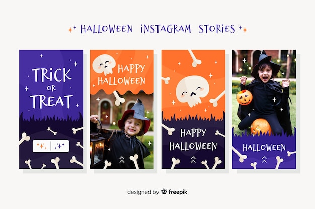 Free vector halloween instagram stories collection