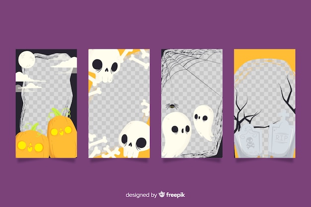 Free vector halloween instagram stories collection