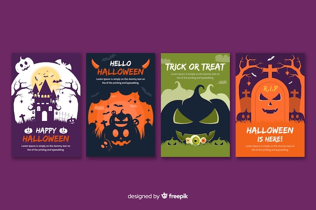 Free vector halloween instagram stories collection