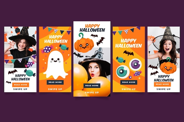 無料ベクター ハロウィーンinstagramストーリーコレクション