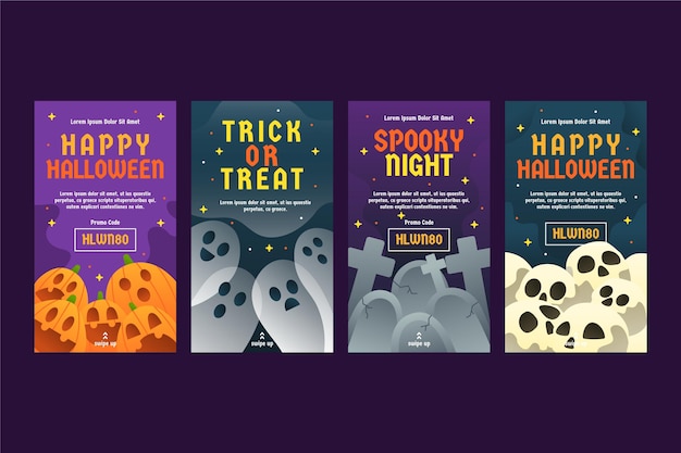 Free vector halloween instagram stories collection