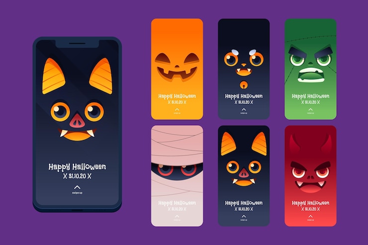 Free Vector halloween instagram stories collection