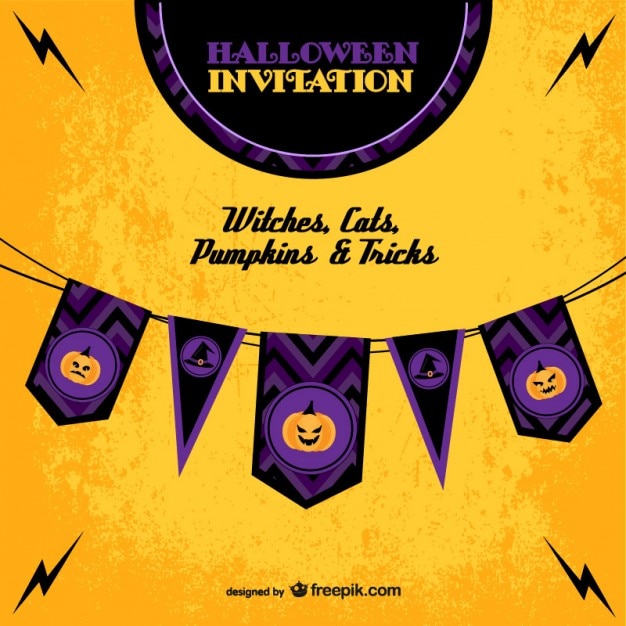 Free vector halloween invitation template with garlands