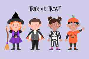 Free vector halloween kid collection concept