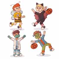 Free vector halloween kid collection