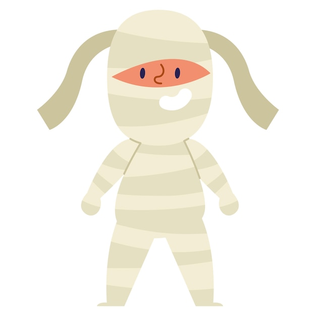 Бесплатное векторное изображение Хэллоуинский ребенок, замаскированный под мумию