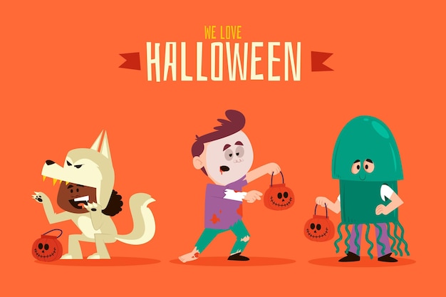 Free vector halloween kid pack