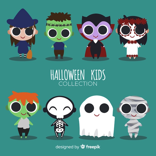 Set di caratteri per bambini di halloween