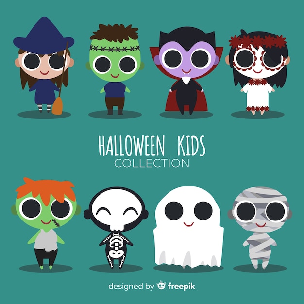 Halloween kids character set