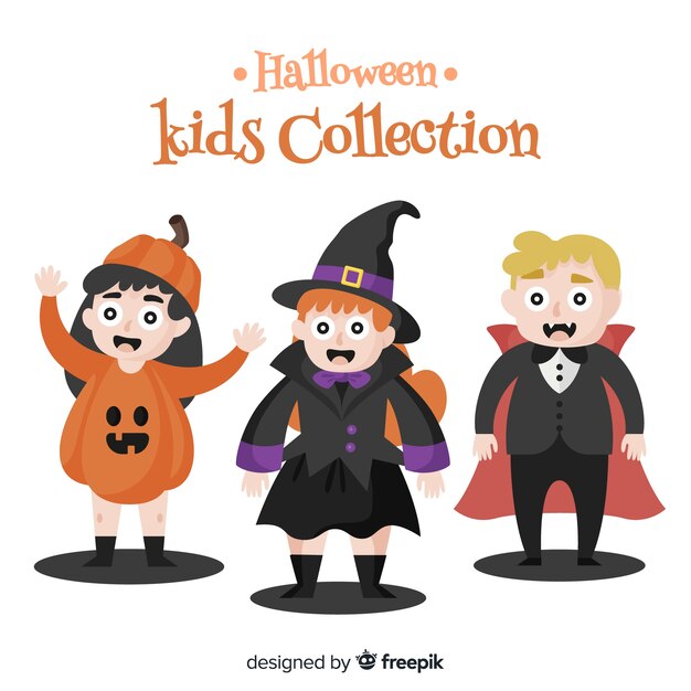 Halloween kinds collection in flat design