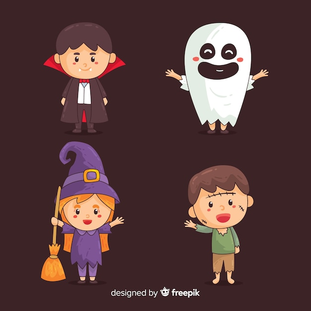 Stile disegnato della raccolta di generi di halloween a disposizione