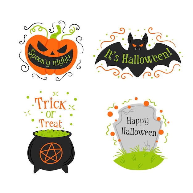 Free vector halloween label collection