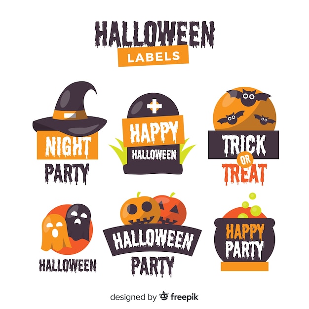 Halloween labels collection in flat design