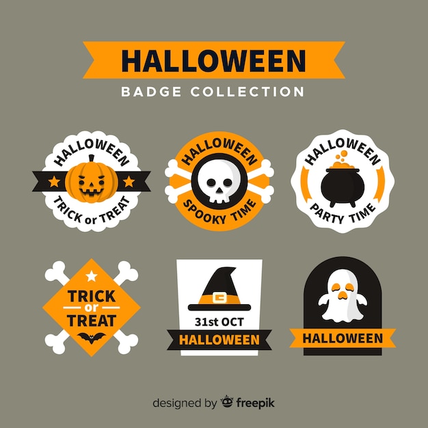 Collezione di etichette di halloween in design piatto