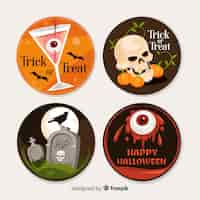 Vettore gratuito collezione di etichette di halloween in design piatto