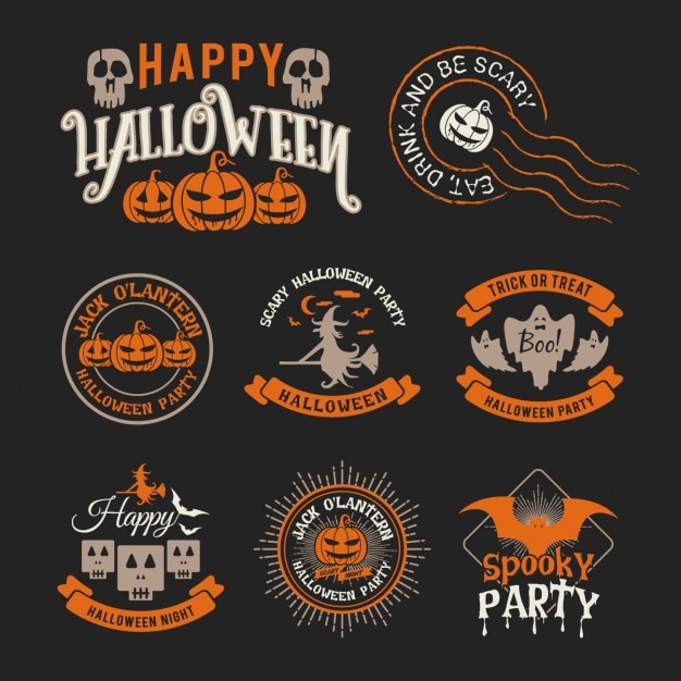 Free vector halloween labels collection