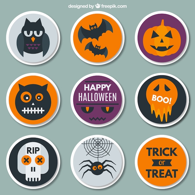 Vettore gratuito halloween etichette collezione