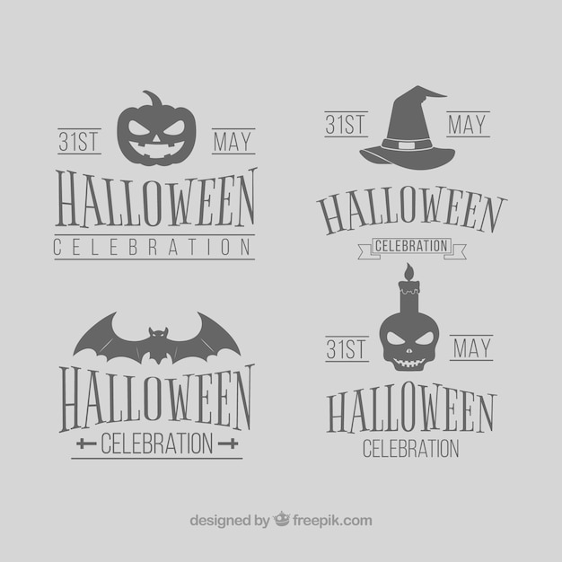 Free vector halloween labels with classic style