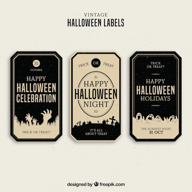 Free vector halloween labels with elegant style