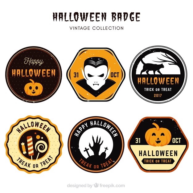 Halloween labels with vintage style