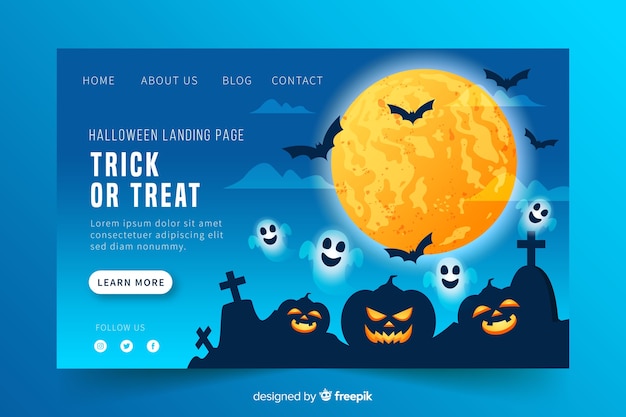 Design piatto di halloween landing page