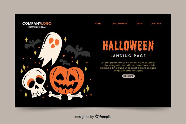 Halloween landing page in flat design