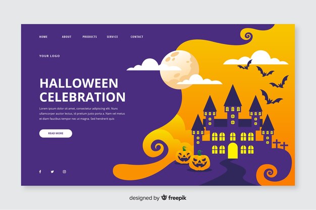 Halloween landing page in flat design
