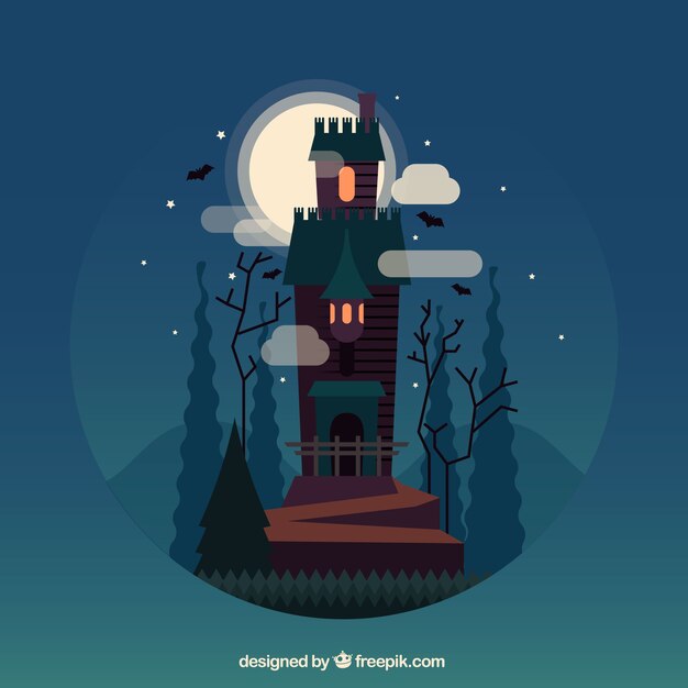 Хэллоуин пейзаж фон с заколдованный замок