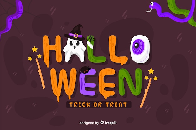 Vettore gratuito halloween lettering sfondo halloween