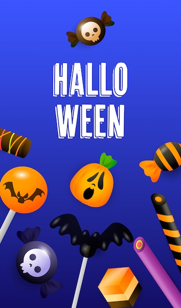 Halloween lettering with lollipops, candy sticks and sweets
