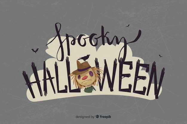 Free vector halloween lettering with scarecrow