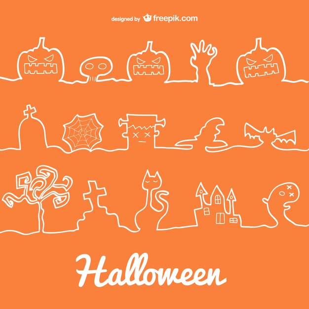 Free Vector halloween line decoration icons